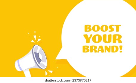 Impulse su burbuja de marca. Estilo de arte pop. Burbuja del discurso. Impulse su marca. Icono para negocios y publicidad. Icono de vector