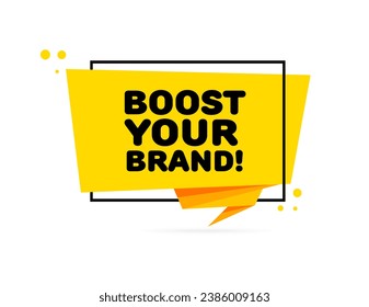 Boost your brand sign. Flat, yellow, lightning-shaped sign, boost your brand sign. Vector icon