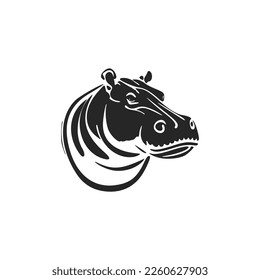 Boost your business image with our black and white, minimal hippo logo.