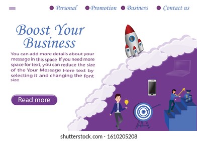Boost your business landing page vector template, Can use for web banner, info graphics, landing page, web template. Vector illustration  