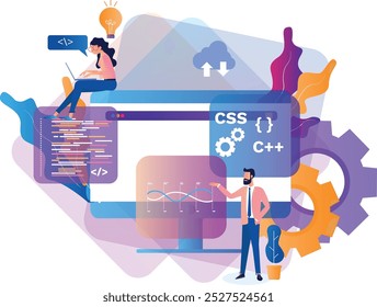 Impulsione seus negócios com ilustrações de desenvolvimento na Web que simplificam processos complexos de codificação e design. Nossos recursos visuais trazem clareza à sua estratégia digital, aprimorando a experiência do usuário