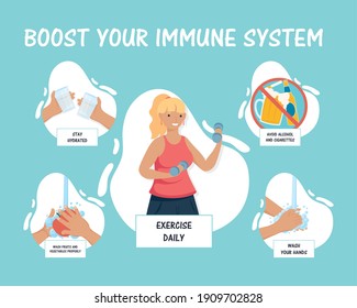 aumentar el grabado del sistema inmune con mujeres que levantan campanas y recomendaciones diseño de ilustraciones vectoriales