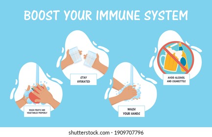 boost your immune system lettering with recommendations vector illustration design