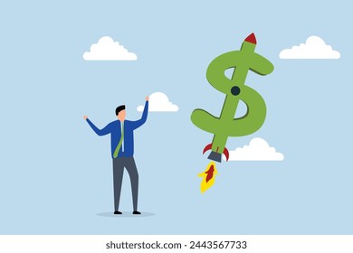 Boost your income, dollar investor launch a rocket high into the sky.