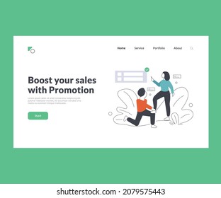 Boost your sales with promotion. UI vector. ui ux vector. flat color ui ux vector. Boost your sales. Boost your Promotion. sales with Promotion. increase sales