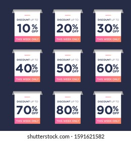 boost your sales with Set of sale price tag discount sign with different percents template.
