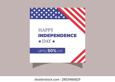 Boost your summer sales with this patriotic promotion banner from 8.jpg Featuring an attractive US flag border with stars and stripes offering a fifty percent discount it is perfect for 4th of July retail campaigns independence day marketing flyers and digital store advertisements