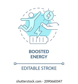 Boosted energy turquoise concept icon. Living full active life abstract idea thin line illustration. Isolated outline drawing. Editable stroke. Roboto-Medium, Myriad Pro-Bold fonts used