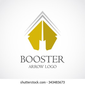 Booster of arrow flying abstract vector and logo design or template up direction business icon of company identity symbol concept