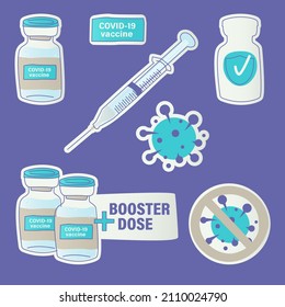 booster dose of coronavirus vaccine set of stickers