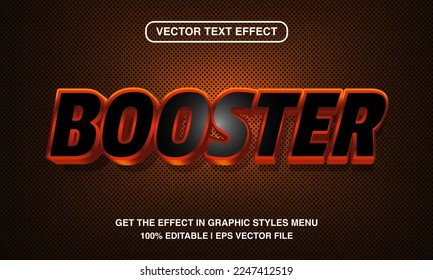 Booster, plantilla de efecto de texto editable, estilo de fuente de efecto neón naranja futurista, título de película