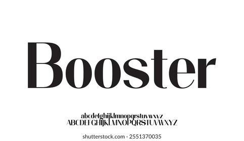 Booster, Elegant Font Uppercase Lowercase and Number. Classic Lettering Minimal Fashion Designs. Typography modern serif fonts regular decorative vintage concept. vector illustration
