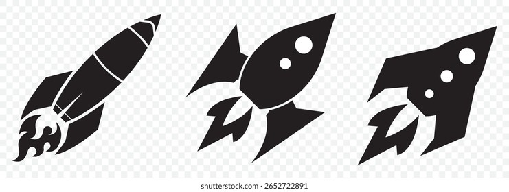 Booster rocket Icon set. start project vector line symbol. space rocket-ship or spaceship sign. business startup company begin icon. suitable for apps and website UI designs. EPS 10.