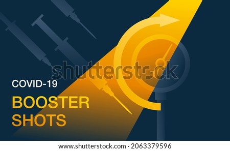 Booster shot of Covid-19 vaccination - third dose of injection for boost of immunity. Motivational poster.