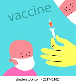 Auffrischimpfung zur Erhöhung der Immunität oder Auffrischimpfung zur Auffrischimpfung mit COVID-19. Dritter Auffrischimpfstoff . Illustrator Vektor der Spritze mit Impfstoff und Kind.