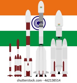 Boosters on the background of the flag of India. The illustration on a white background.