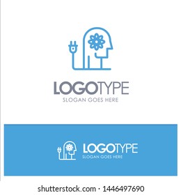 Boosting, Ability, Boosting, Knowledge, Mind Blue outLine Logo with place for tagline
