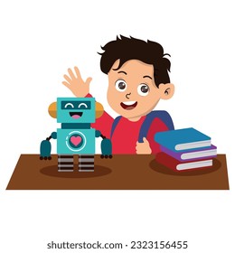 Boosting creativity and logic through robotics education. vector illustration.