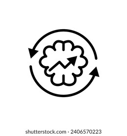 Boosting productivity vector icon. Improve work productivity vector illustration in black and white color.