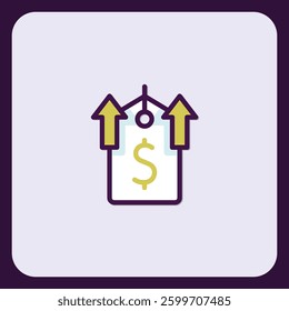 Boosting Value: Price Tag Icon with Ascending Arrows, Representing Financial Growth and Increase in Worth