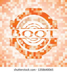 Boot abstract orange mosaic emblem with background
