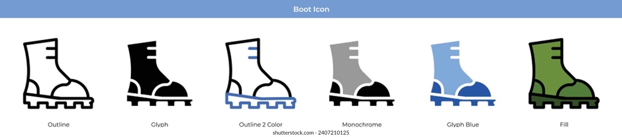 Boot Army Icon Set Vector