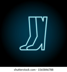 Boot blue neon icon. Simple thin line, outline vector of autumn icons for ui and ux, website or mobile application