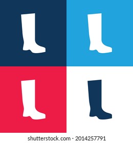 Boot blue and red four color minimal icon set