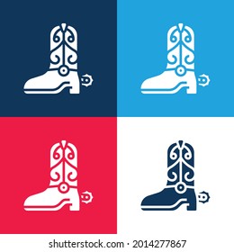 Boot blue and red four color minimal icon set