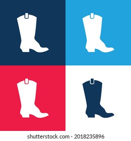 Boot blue and red four color minimal icon set