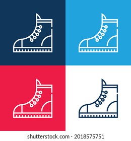 Boot blue and red four color minimal icon set