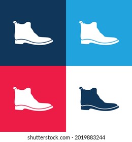 Boot blue and red four color minimal icon set