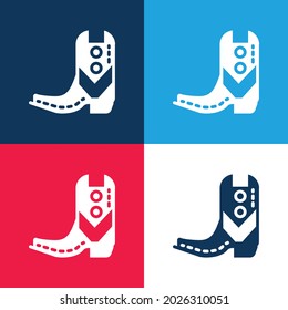 Boot blue and red four color minimal icon set