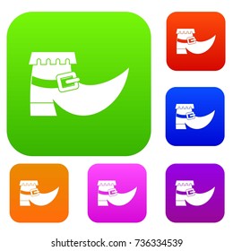 Boot with buckle set icon color in flat style isolated on white. Collection sings vector illustration