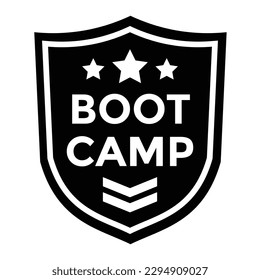 boot camp or bootcamp, airsoft patch, uniform, vector illustration 