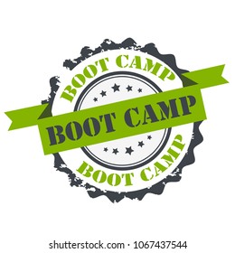 Boot Camp Text Green Color Stamp.sign.seal.logo