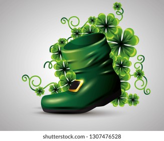 boot with clovers plants to st patrick event