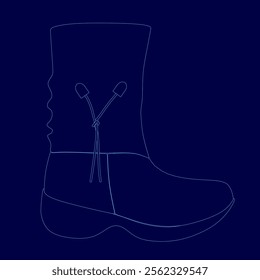 boot contour isolated on blue. Vector illustration