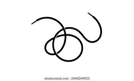  Boot cord emblem, black isolated silhouette