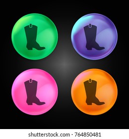 Boot crystal ball design icon in green - blue - pink and orange.