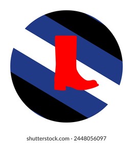 Boot Fetisch Flagge Vektorillustration. In: LGBTQ+ community. Stiefel sind für einige Menschen zum Objekt sexueller Anziehungskraft geworden, die dem Fetischismus gleichkommt, Standardaccessoires in BDSM-Szene-Leder, Latexschuhe.