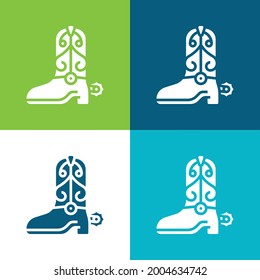 Boot Flat four color minimal icon set