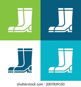 Boot Flat four color minimal icon set