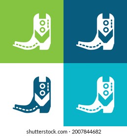 Boot Flat four color minimal icon set
