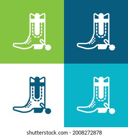 Boot Flat four color minimal icon set