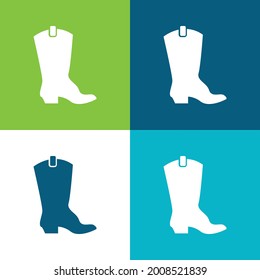 Boot Flat four color minimal icon set