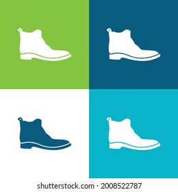 Boot Flat four color minimal icon set