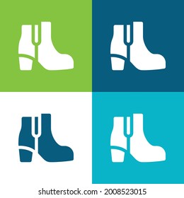 Boot Flat four color minimal icon set