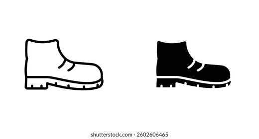 Boot flat Icons in line outline and flat solid style on white background