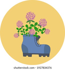 Arrancar con flores. Objeto paisajístico.Diseño para textiles, impresión floral. Clover. Logo, afiche. Gráficos vectoriales. Separar el fondo en forma de círculo.